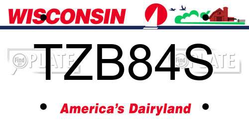 TZB84S Wisconsin License Plate