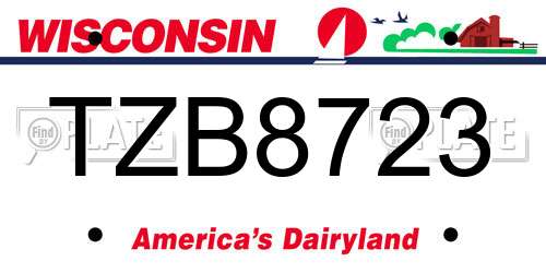 TZB8723 Wisconsin License Plate