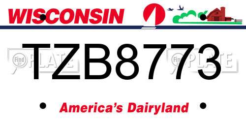 TZB8773 Wisconsin License Plate