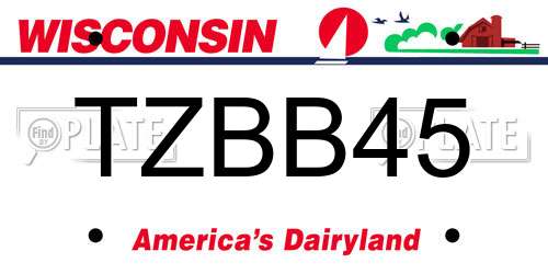 TZBB45 Wisconsin License Plate