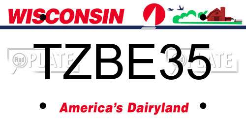 TZBE35 Wisconsin License Plate
