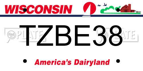 TZBE38 Wisconsin License Plate