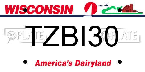 TZBI30 Wisconsin License Plate