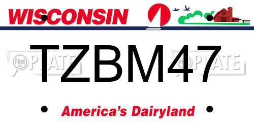 TZBM47 Wisconsin License Plate