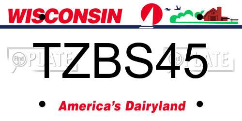 TZBS45 Wisconsin License Plate