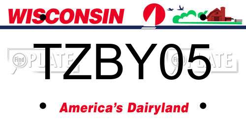 TZBY05 Wisconsin License Plate