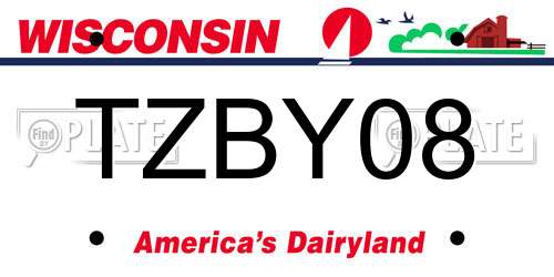 TZBY08 Wisconsin License Plate
