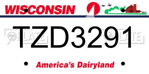 TZD3291 Wisconsin License Plate