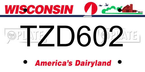 TZD602 Wisconsin License Plate