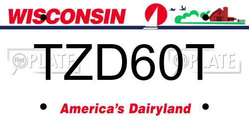 TZD60T Wisconsin License Plate