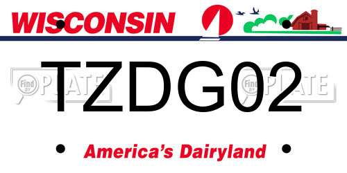 TZDG02 Wisconsin License Plate