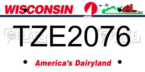 TZE2076 Wisconsin License Plate