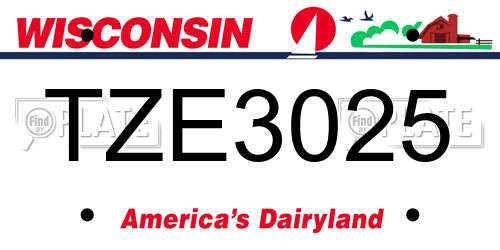 TZE3025 Wisconsin License Plate