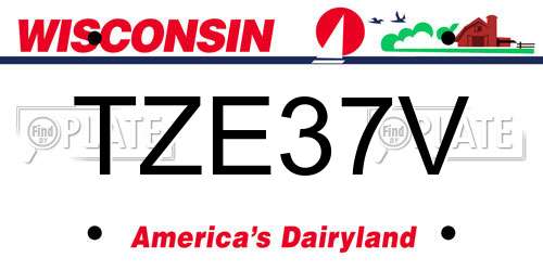 TZE37V Wisconsin License Plate