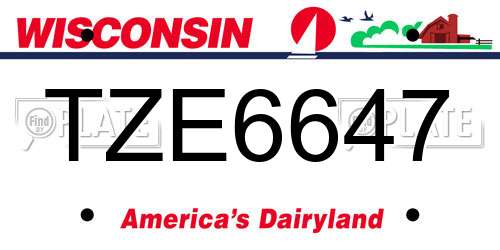 TZE6647 Wisconsin License Plate