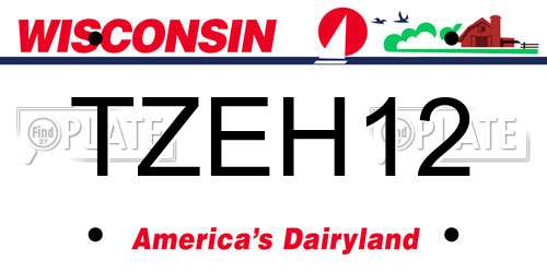 TZEH12 Wisconsin License Plate