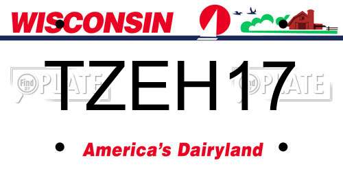 TZEH17 Wisconsin License Plate