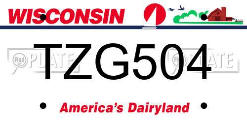 TZG504 Wisconsin License Plate