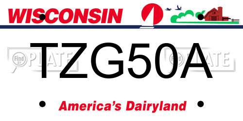 TZG50A Wisconsin License Plate
