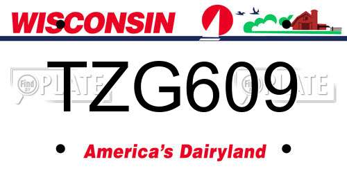 TZG609 Wisconsin License Plate