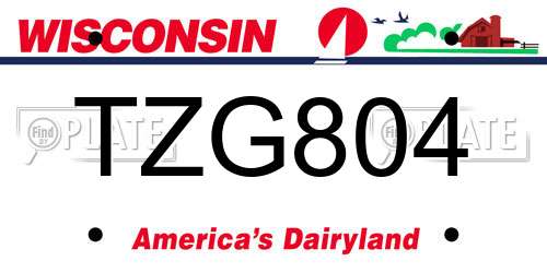 TZG804 Wisconsin License Plate