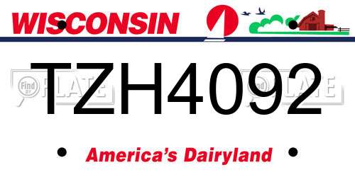 TZH4092 Wisconsin License Plate