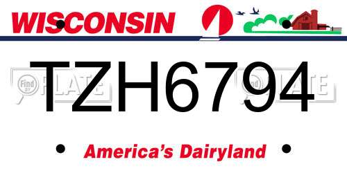 TZH6794 Wisconsin License Plate