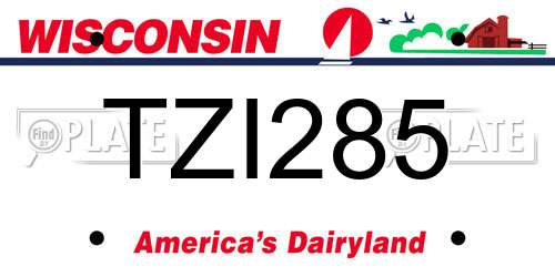 TZI285 Wisconsin License Plate