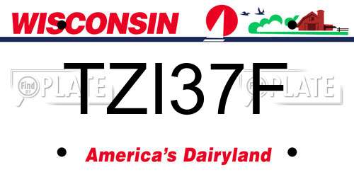 TZI37F Wisconsin License Plate