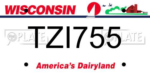 TZI755 Wisconsin License Plate