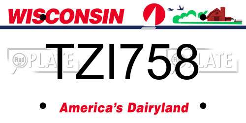 TZI758 Wisconsin License Plate