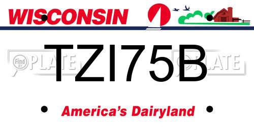 TZI75B Wisconsin License Plate