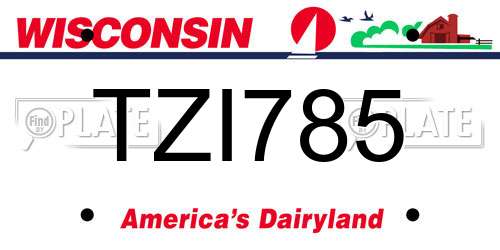 TZI785 Wisconsin License Plate