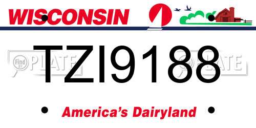 TZI9188 Wisconsin License Plate