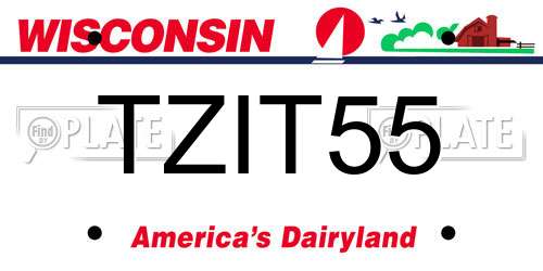 TZIT55 Wisconsin License Plate