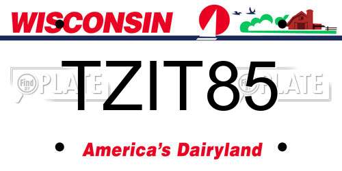 TZIT85 Wisconsin License Plate