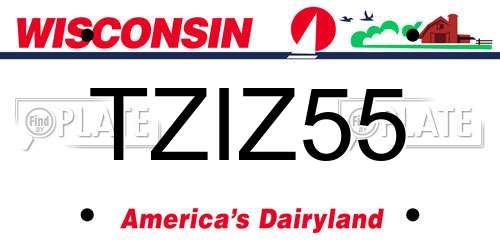 TZIZ55 Wisconsin License Plate