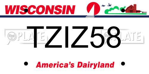 TZIZ58 Wisconsin License Plate