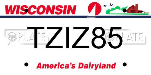 TZIZ85 Wisconsin License Plate