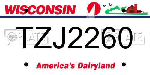 TZJ2260 Wisconsin License Plate