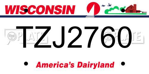 TZJ2760 Wisconsin License Plate