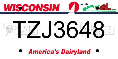 TZJ3648 Wisconsin License Plate
