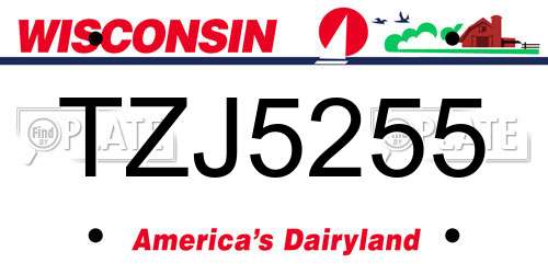 TZJ5255 Wisconsin License Plate