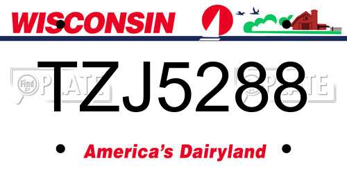 TZJ5288 Wisconsin License Plate