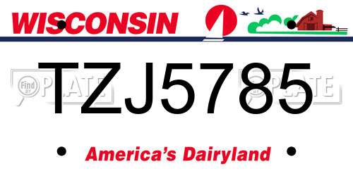 TZJ5785 Wisconsin License Plate