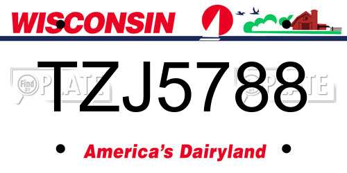 TZJ5788 Wisconsin License Plate