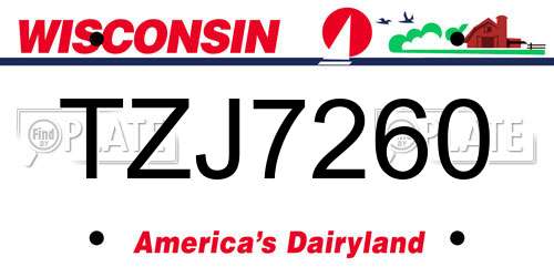 TZJ7260 Wisconsin License Plate