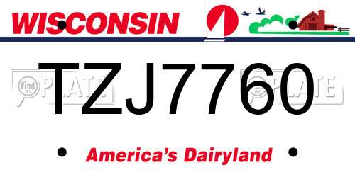 TZJ7760 Wisconsin License Plate