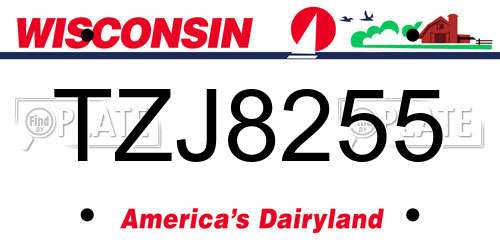 TZJ8255 Wisconsin License Plate