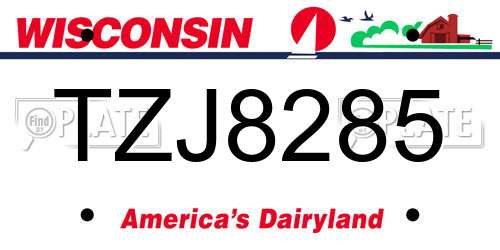 TZJ8285 Wisconsin License Plate